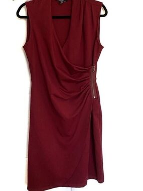 Kenneth Cole Sleeveless Draped Midi Dress in Burgundy